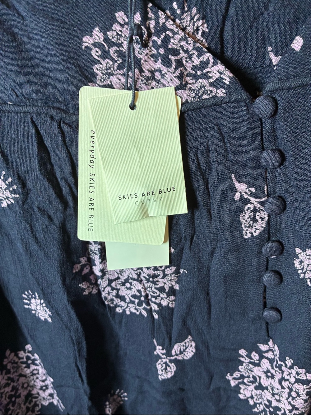 Skies Are Blue Navy Tunic with Pink Floral Print - Picture 4 of 6